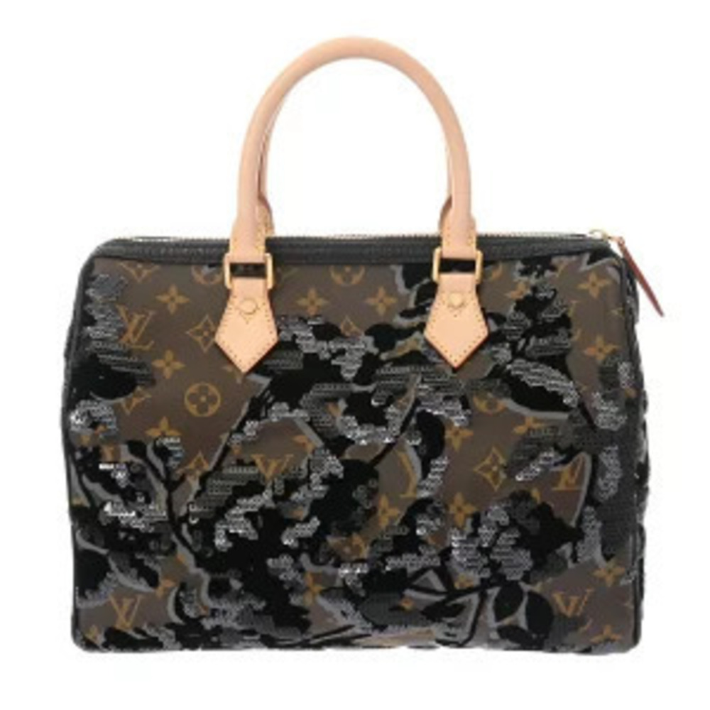 Louis Vuitton Monogram Fleur de G Speedy Brown Black Canvas Handbag